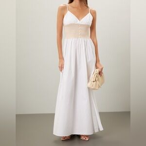 NAADAM Cotton Cashmere Hybrid Dress Cream Waist Maxi